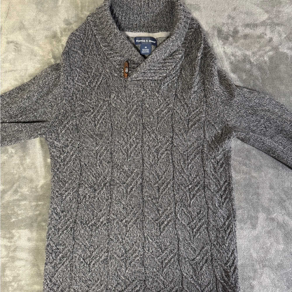 Preswick & Moore Men’s Gray Knit Sweater Shawl Collar